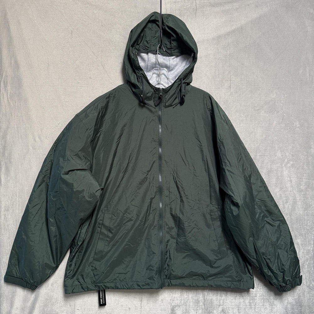 Port Authority Jacket Mens 2XL Green Zip Hooded Nylon‎ Fleece Lined Windbreaker